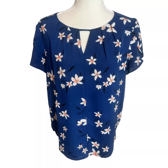 Anthropologie Tops - Anthropologie 41 Hawthorn Floral Cap Sleeve Blouse
Color - Blue Pink  size S
